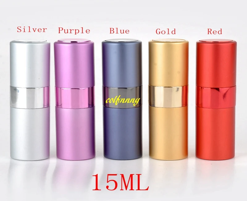 

100pcs/lot 15ml Rotate Refillable Perfume Bottle Mini Traveler Aluminum Spray Atomizer Empty bottles