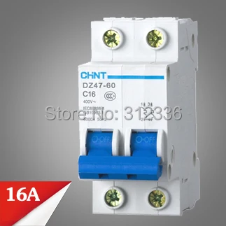 Free Shipping circuit breaker DZ47-60 C16 2P 16A  2 pole domestic C type small air switch unipolar  Electric shock protection