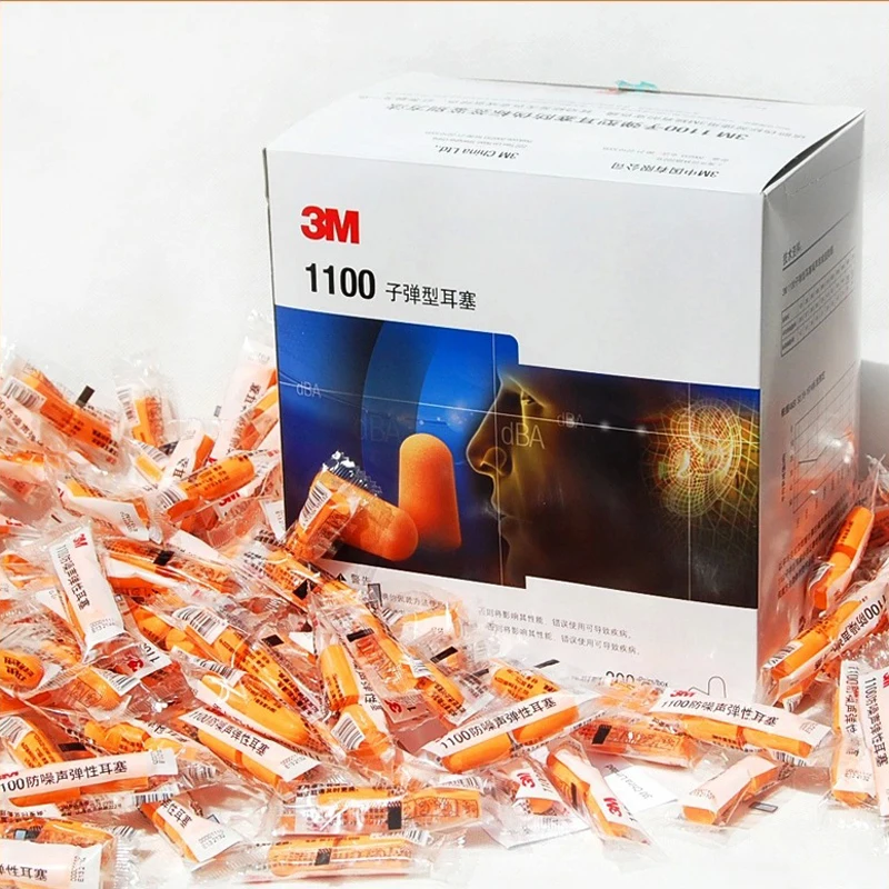 200pairs Authentic 3M1100 Foam Soft Silicone Ear Plugs Noise Reduction Norope Earplugs Swimming Protective earmuffs