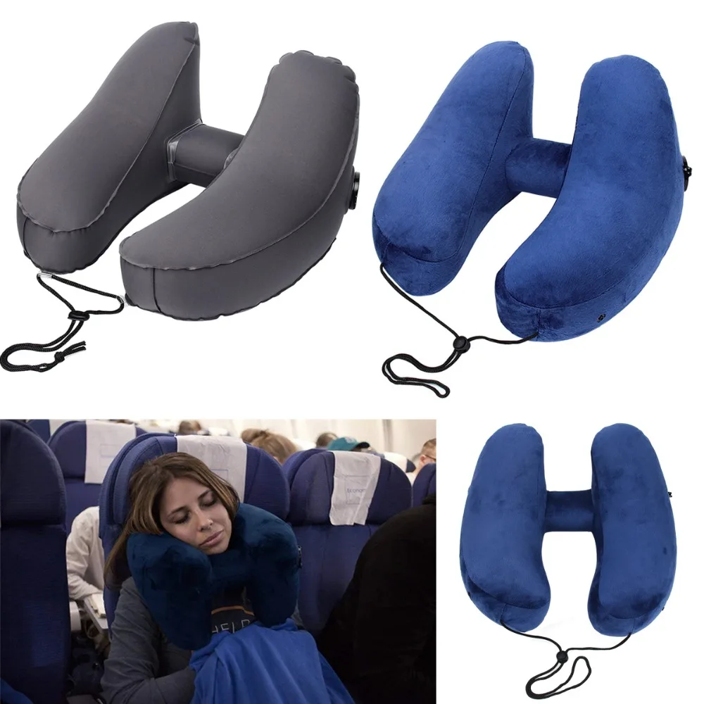 

Inflatable H Shaped Travel Pillow Neck Car Head Rest Air Cushion for Travel Office Nap Head Rest Air Cushion Neck Pillow