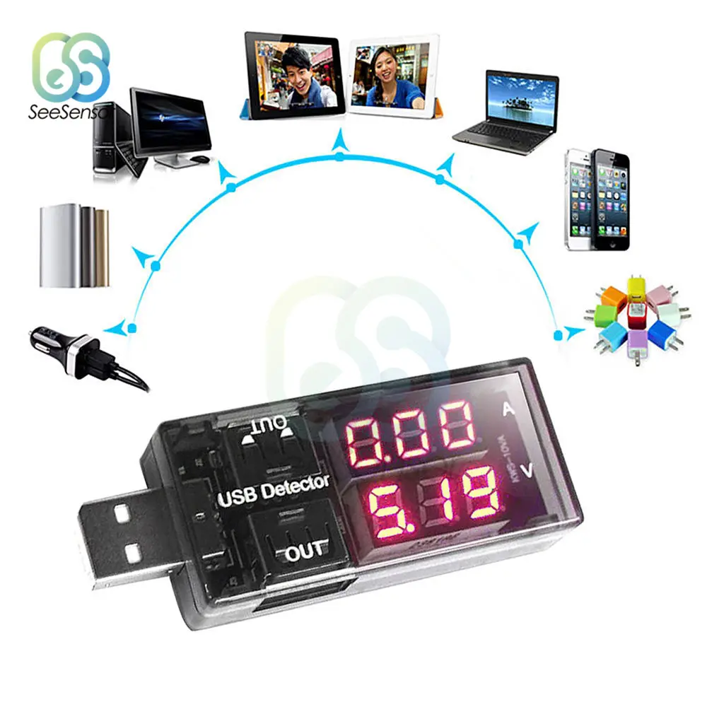 USB Charging Battery Voltmeter Ammeter Digital Dual Display Charger Doctor Ampermeter Current Meter USB Detector Smart Function