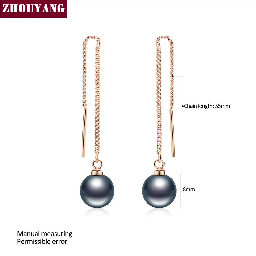 Imitation Black Pearl Rose Gold Color Drop Earrings For Girl Women Party Wedding Jewelry Top Quality ZYE033