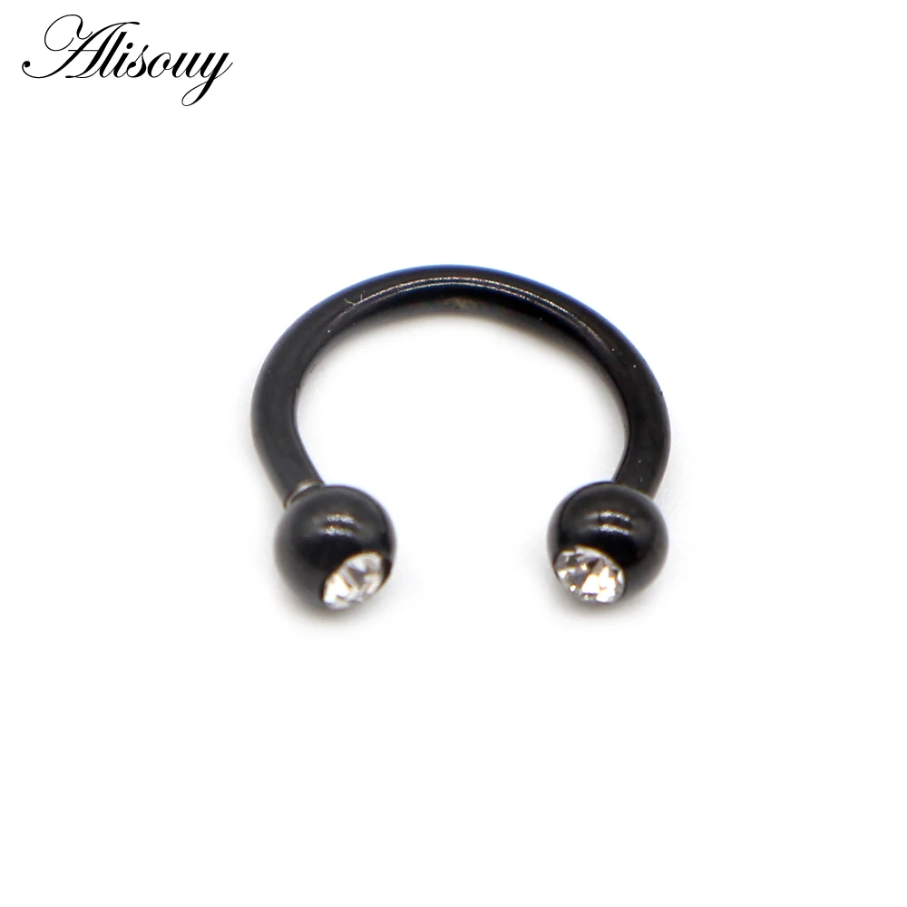 Alisouy 1PC Stainless Steel Hoop Nose Ring Nose Piercing Fake Piercing Septum Clicker Numbers Hanger For Jewelry