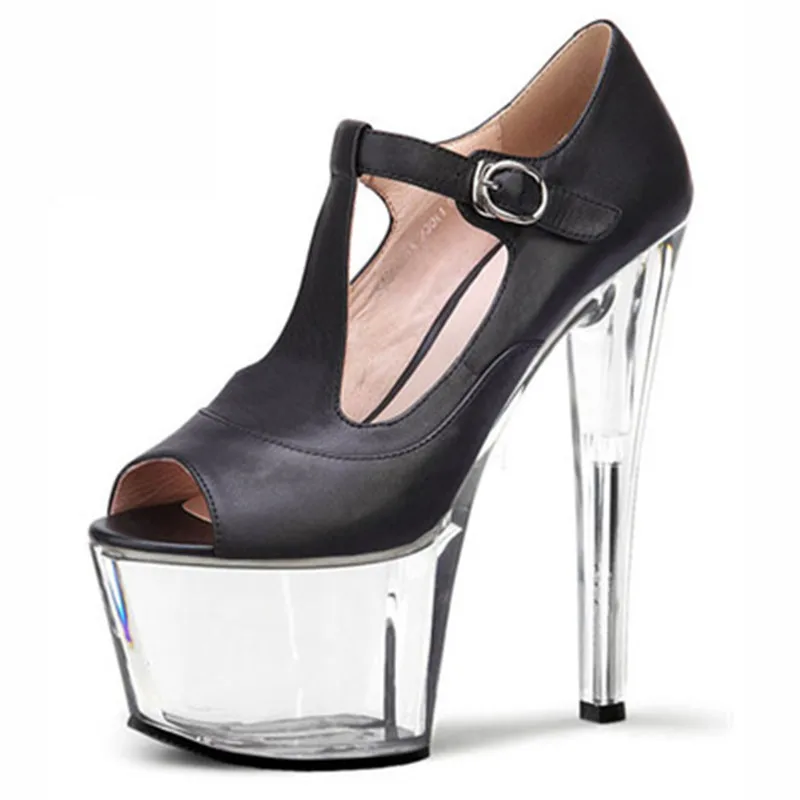 17 cm high heels, American and European club shoes with big mouth size, sky-high high heels, banquet women's shoes