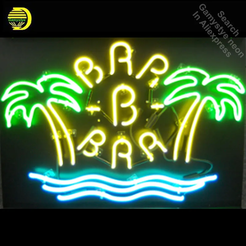 Palm tree Bar Neon Sign REAL GLASS Tube BEER BAR PUB Light Sign Store Display Custom Handcraft Design Iconic Sign Pub Bar Signs