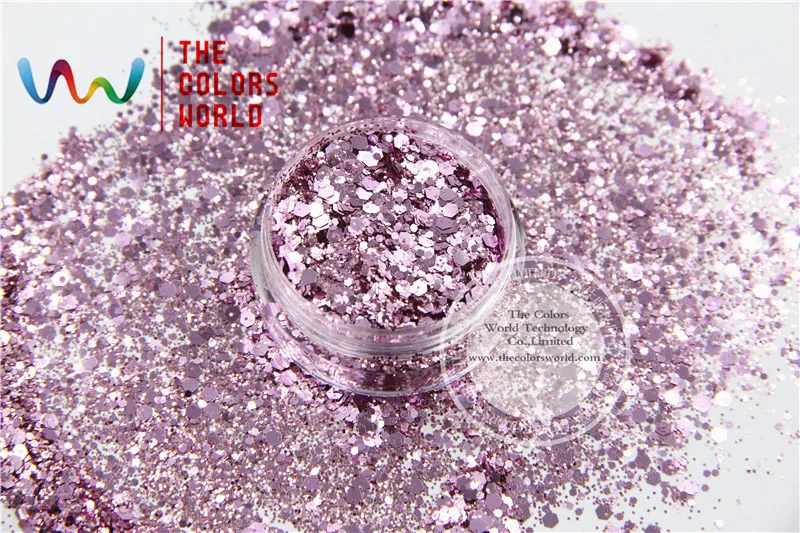 HM2104-264  Mix Pink jade Colors  Hexagon  shapes  Glitter for nail art ,nail gel, nail polish makeup and DIY decoration