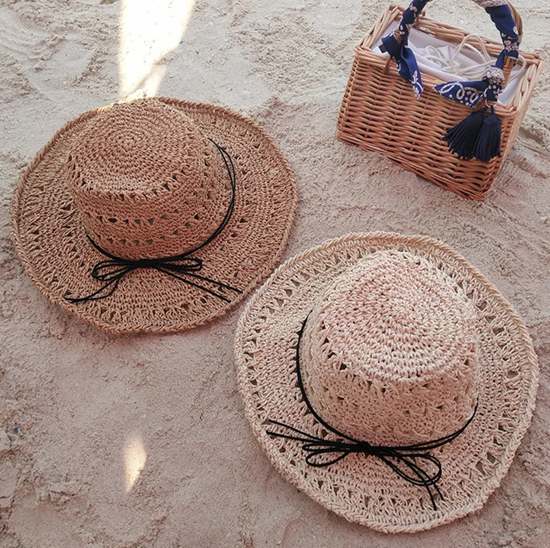 Sun Shade Hat Women and Children Straw Beach Hats Factory Direct Selling Korean Version Wide Brim Visor Fisherman's Caps H090