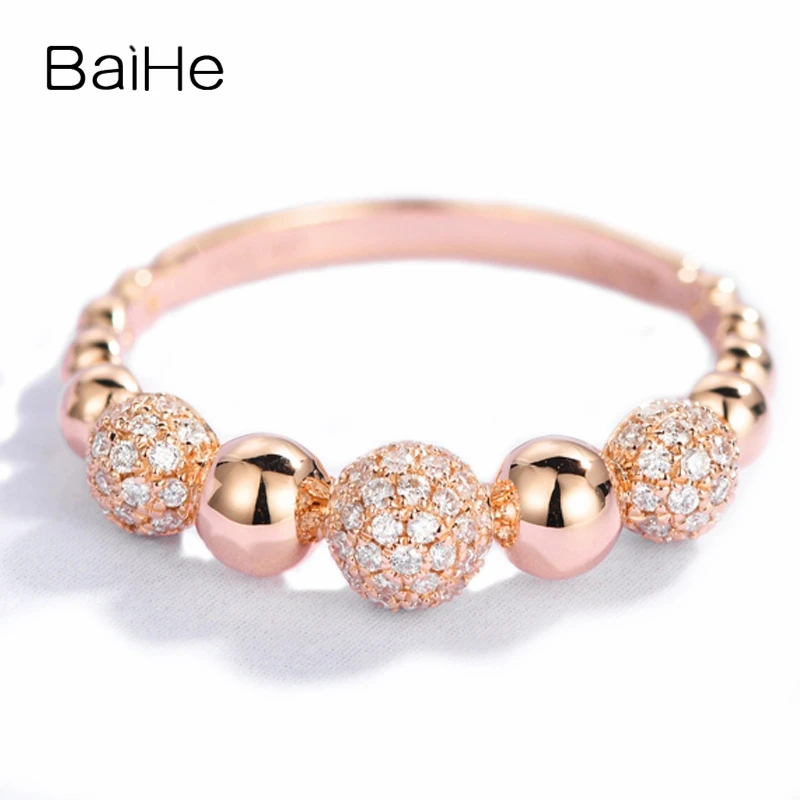 

BAIHE Solid 14K Rose Gold 0.25ct H/SI Natural Diamond Ring Women Fine Jewelry Making Trendy Wedding Bague diamant 다이아몬드 반지