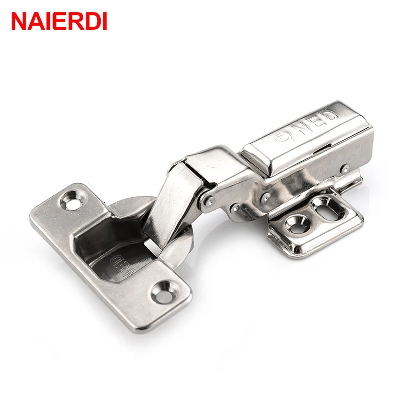 NAIERDI Full Size 304 Stainless Steel Hydraulic Hinge Pure Copper Damper Buffer Cabinet Cupboard Door Hinges Furniture Hardware