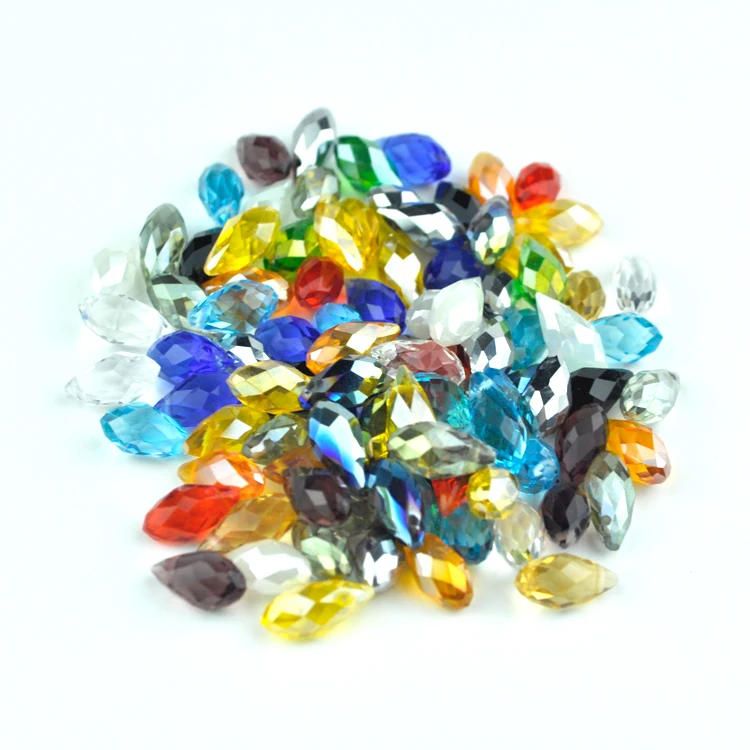 

High Quality Assorted Color Tear Drop Crystal Spacer Loose Pendant Beads 6*12mm 100pcs/lot Faceted Crystal Beads Wholesale