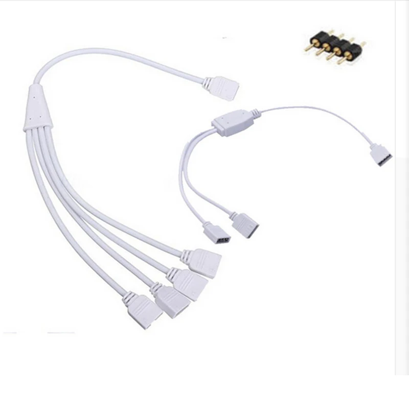 4pin Extension RGB RGBW connector  1 to 2/3/4 Female Connector Splitter Extend Wire Cable Cord for 3528 5050 RGB LED strip light