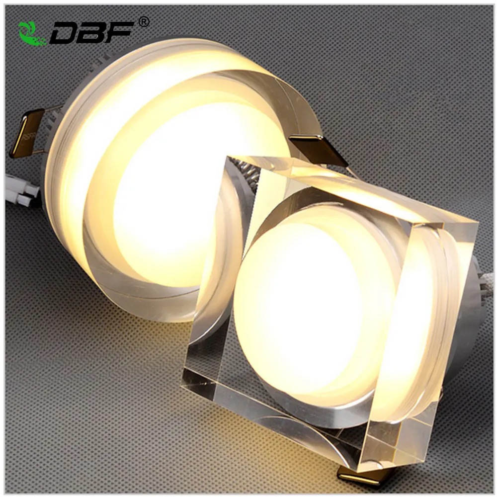 

DBF Crystal Embedded in Downlight Square/Round 1W 3W 5W 7W LED Ceiling Recessed Spot Light for Home Decoration Kitchen Lighting