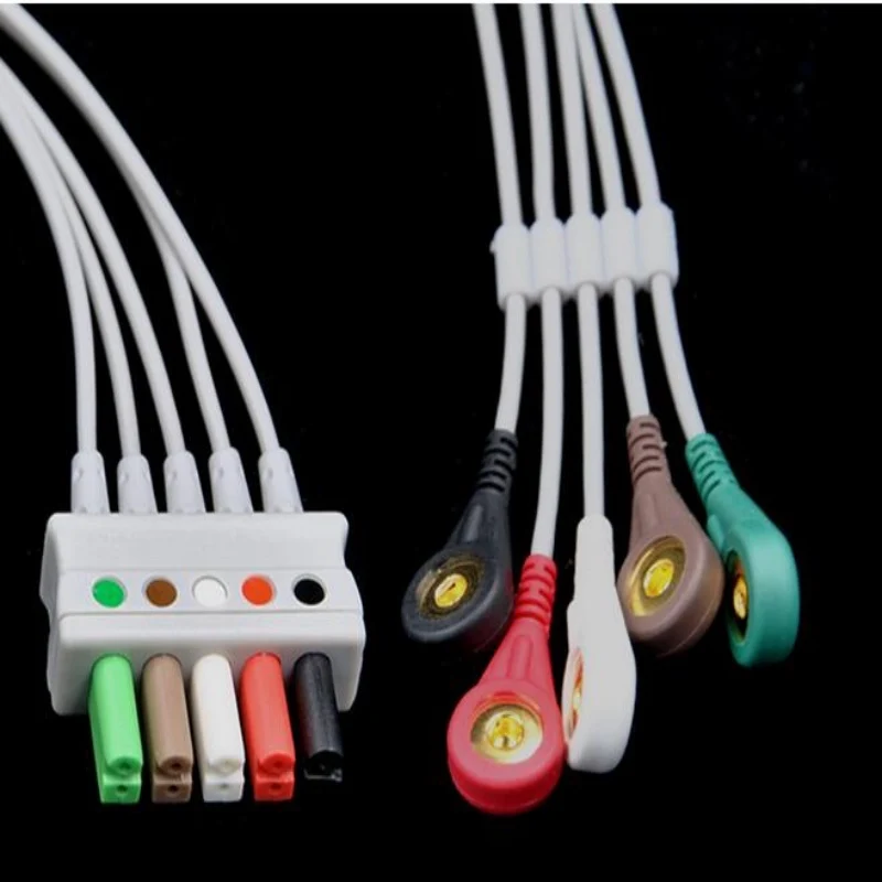 

Compatible For Mindray MEC1000,PM7000/8000/9000 ECG 5 Leadwires Clip End ECG Trunk Cable Medical Wire Cables AHA