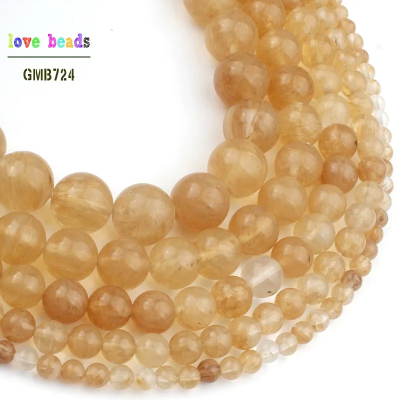 4/6/8/10/12mm Wholesale Yellow Citrines Quartzs Loose Beads for Jewelry Making Natural Stone Diy Bracelet 15\