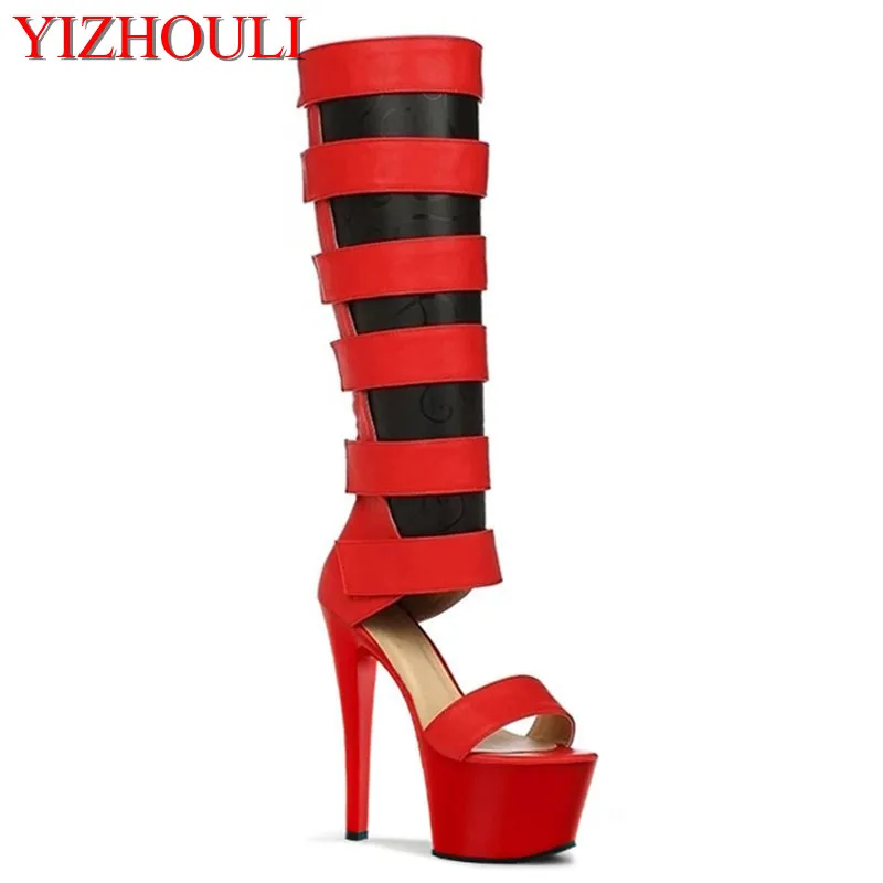 

Model sexy stage banquet show women's shoes, high boots, 15-17cm high heels, special dancing shoes