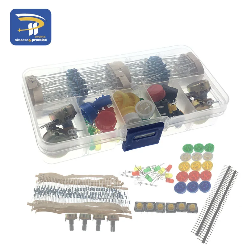 Generisches Teile paket handliches tragbares Widerstands kit für Arduino Starter DIY Kit uno r3 LED Potentiometer Taktsc halter Pin Header
