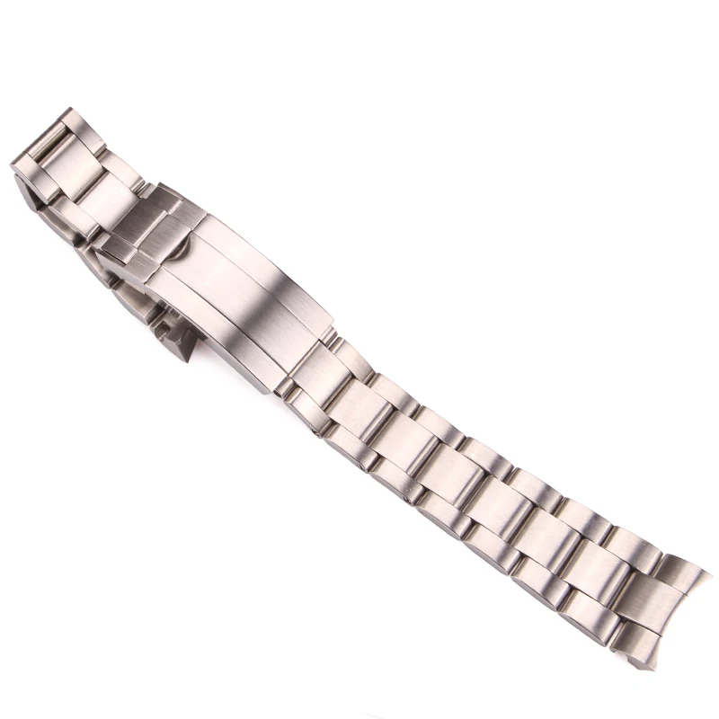 316L Stainless Steel Watchbands Bracelet 20mm Silver Brushed Screw Links Curve End Metal Watch Band Strap