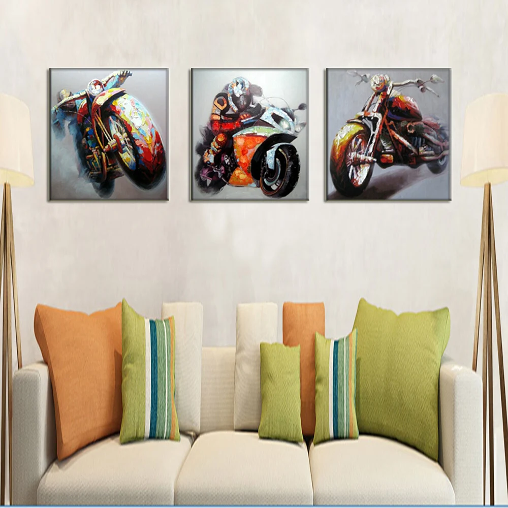 Race Car Driver Wall Art Motorcycle Pictures Handmade Oil Painting On Canvas Hang Paintings Knife Abstract Landscape Picture