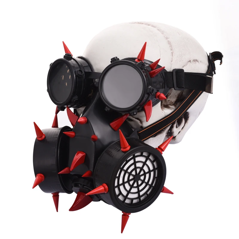 Steam Punk Burning Man/Frauen Spikes Maske Kostüm Rote Nieten Brille Masken Retro Cosplay Brille Masken Zubehör Gothic
