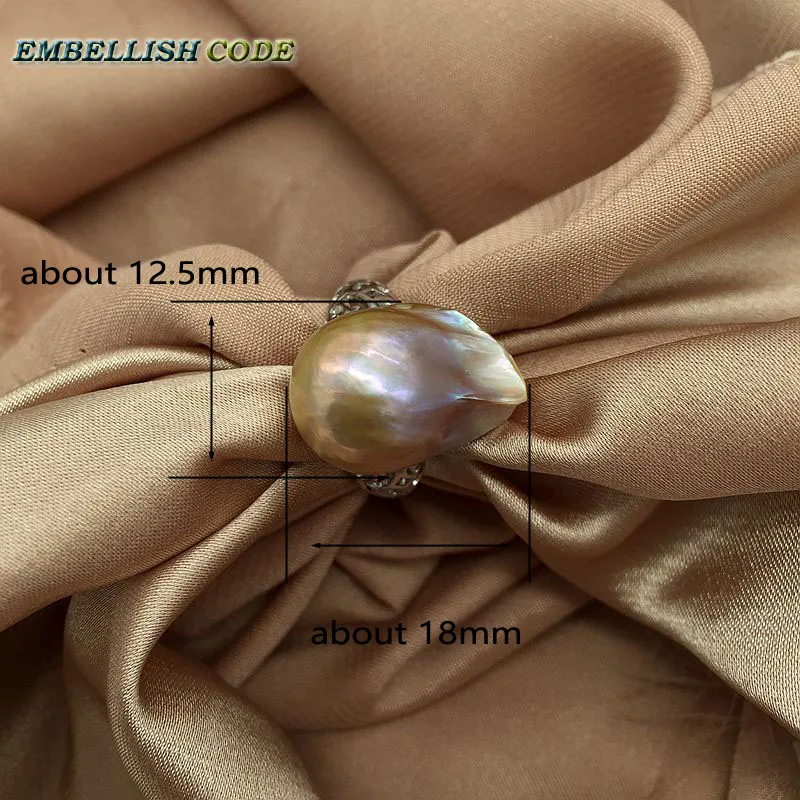 Resize baroque pearls 925 silver Ring stud earring set purple golden colourful Lustrous fire ball flameball nice jewelry women
