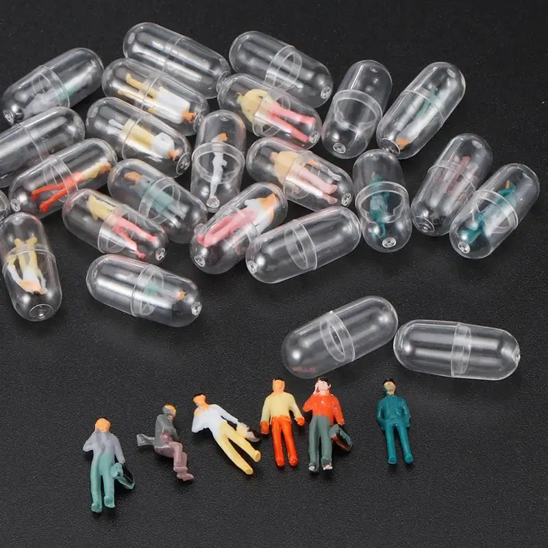 50Pcs  Transparent Capsule Shell Plastic Pill Container Medince Pill Cases Bottle Splitters Capsule Figurines DIY Accessories