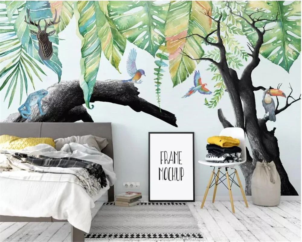 wellyu Custom Photo Wallpaper 3d Murals Tropical Rainforest Plant Dry Tree Background Wall paper papel de parede 3d wallpaper