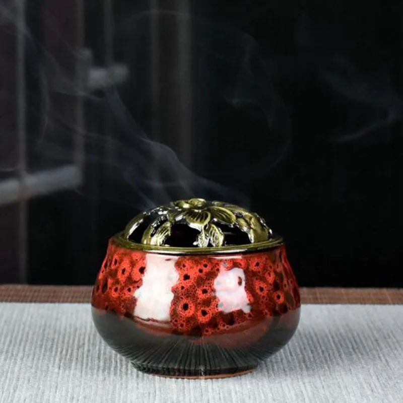 New Backflow Incense Burner Holder Ice Crack Fambed Mini Coil Incense Burner Aromatherapy Furnace Use In Teahouse