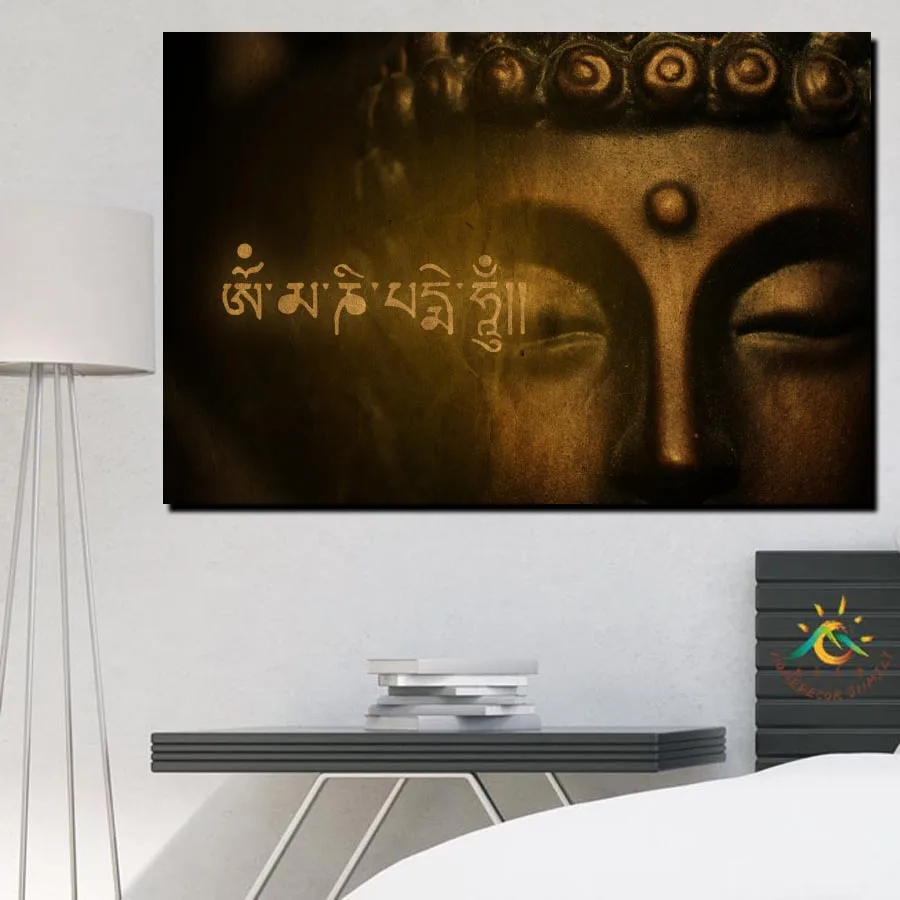 الذهبي بوذا الحديثة جدار الفن طباعة صورة وملصق الإطار شنقا التمرير قماش اللوحة الديكور لغرفة المعيشة