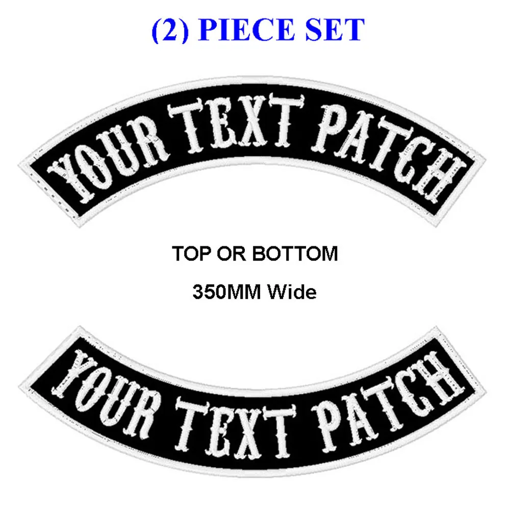 Customize embroidery mc rocker patch 350mm wide top and bottom motorcycle biker patches for vest cut and clothing