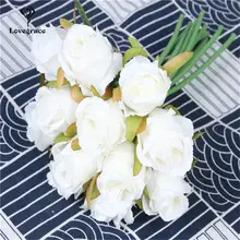 Artificial Wedding Bouquet 12 Heads White Green Rose #5