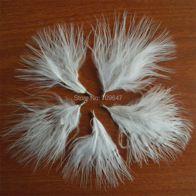 

10pcs/lot!Fluffy WHITE BLOOD QUILL TURKEY MARABOU FEATHERS,Marabou Feathers with SPRING FASTENERS for jewelry decoration 6-8cm