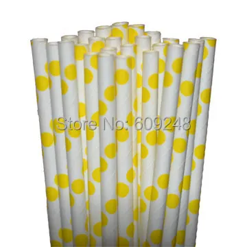 100 Pcs Mixed Colors Cheap Party Decorations Yellow Polka Dot Print Paper Straws,3 Days Delivery on Orders over $100