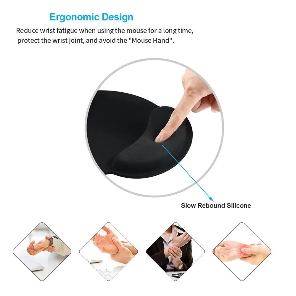 Repose-poignet avec Base antidérapante, tapis de souris ergonomique pour ordinateur portable et de bureau