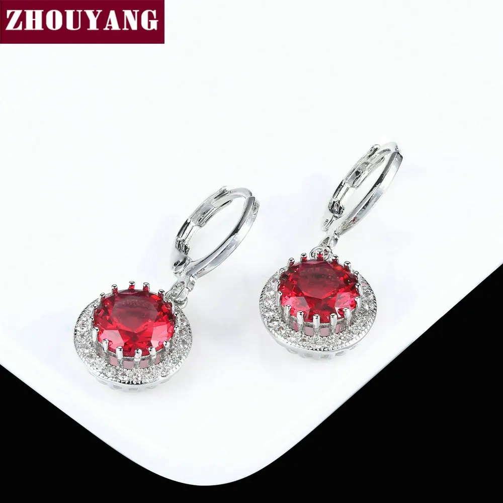 ZHOUYANG Drop Earring For Women Classic Round Cut Cubic Zirconia Rose Gold Color Wedding Gift Fashion Jewelry E551 E825