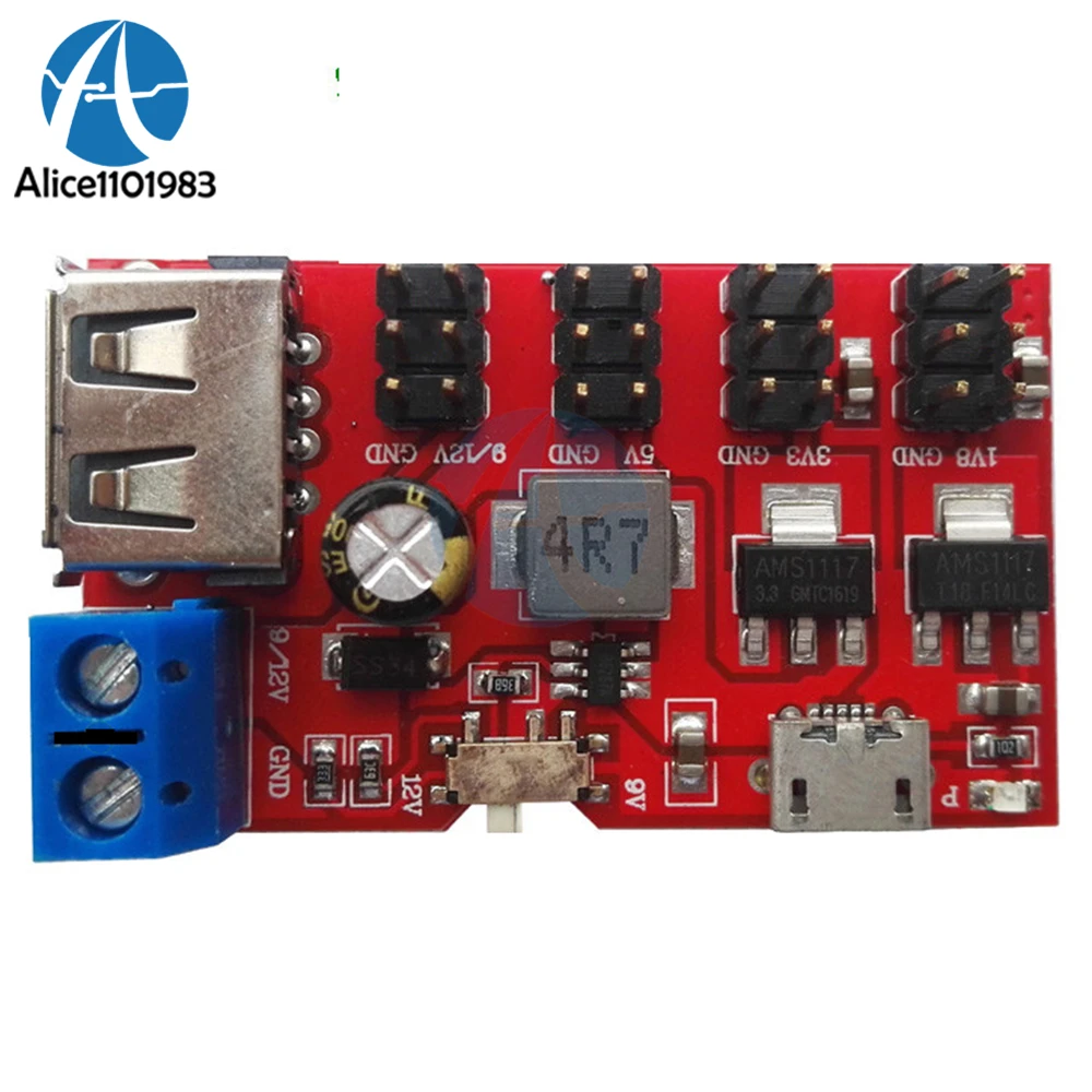 Micro USB Power Breakout DC to DC Power Module 5V to 1.8V/3.3V/5V/9V/12V Connect PC By Max 500mAh Terminal