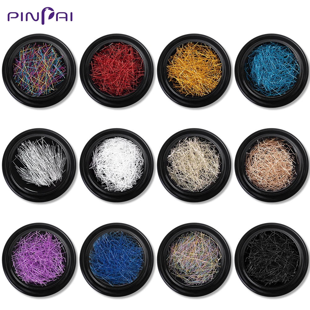 12 Kleuren Metal Nail Art Glitter Lijn Diy Manicure Multicolor Mermaid Zijden Draad Nail Art Decoratie Accessoires