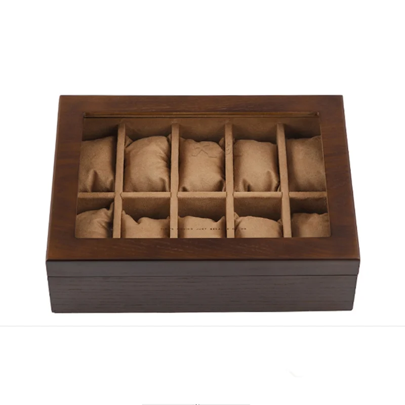 10 Slots Wood Watch Box Organizer With Glass Window Wooden Watch Holder For Men Watch Case Storage Box Watch Display Gift Box