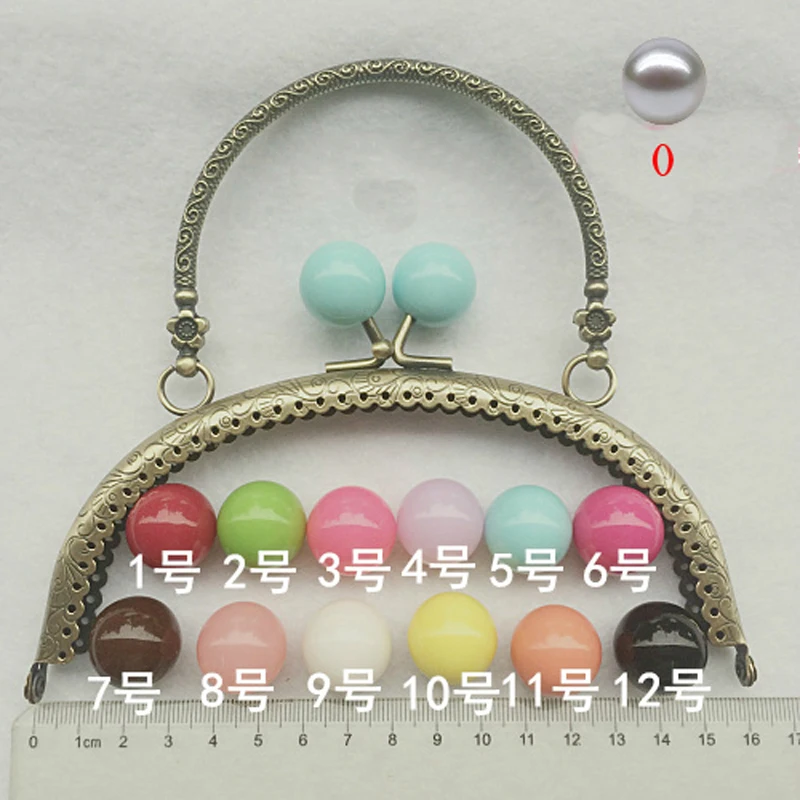 

16cm women bag making metal clasp with candy color ball kiss buckle DIY purse frame 5pcs/lot