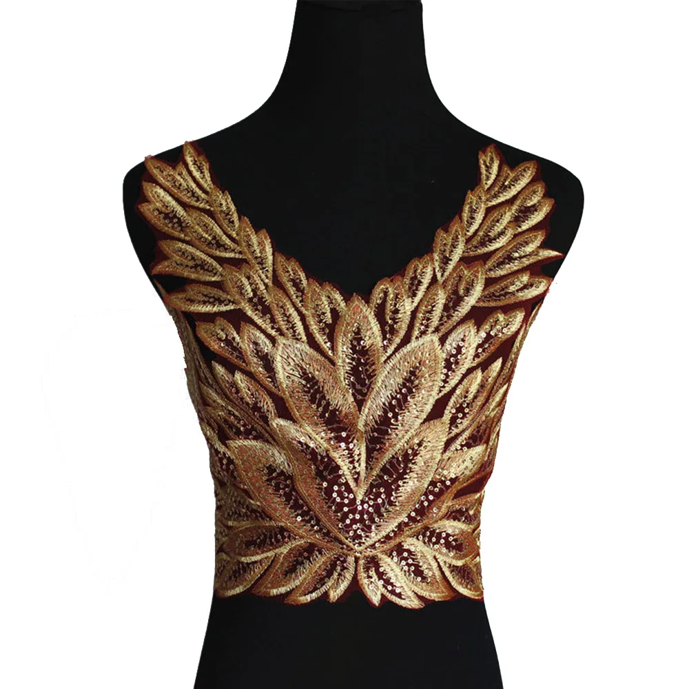 Gold Sequin Patches for Clothes Butterfly Flower Sew on Dance Prom Patch Decoration Jewelry Accessories