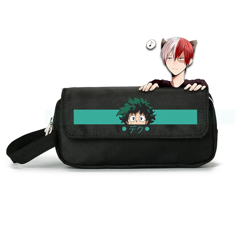 My Hero Academia All Might Print Anime Large Pencil Cases Canvas Cosmetic Bag Midoriya Izuku Makeup Pouch Stationery Storage