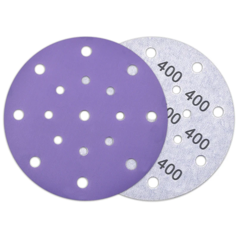 POLIWELL 10PCS 6 Inch 17-Holes Grit 60-600 Purple Dry Sanding Paper Discs for Hook & Loop Festool Sanding Pad Sander Accessories