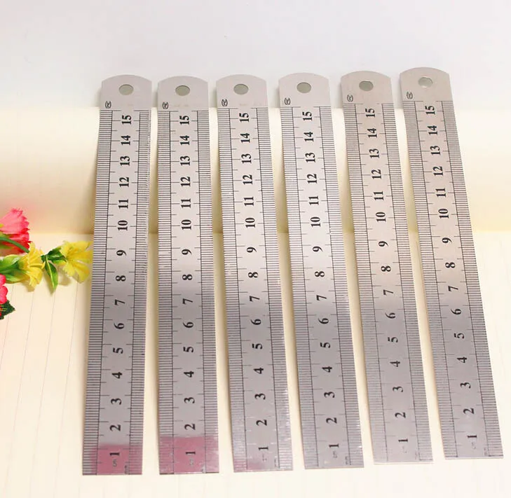 50 Pcs Scale 15cm Steel Straight Stainless Student Office Ruler /Stationery School Supplies/Children Prize Gift