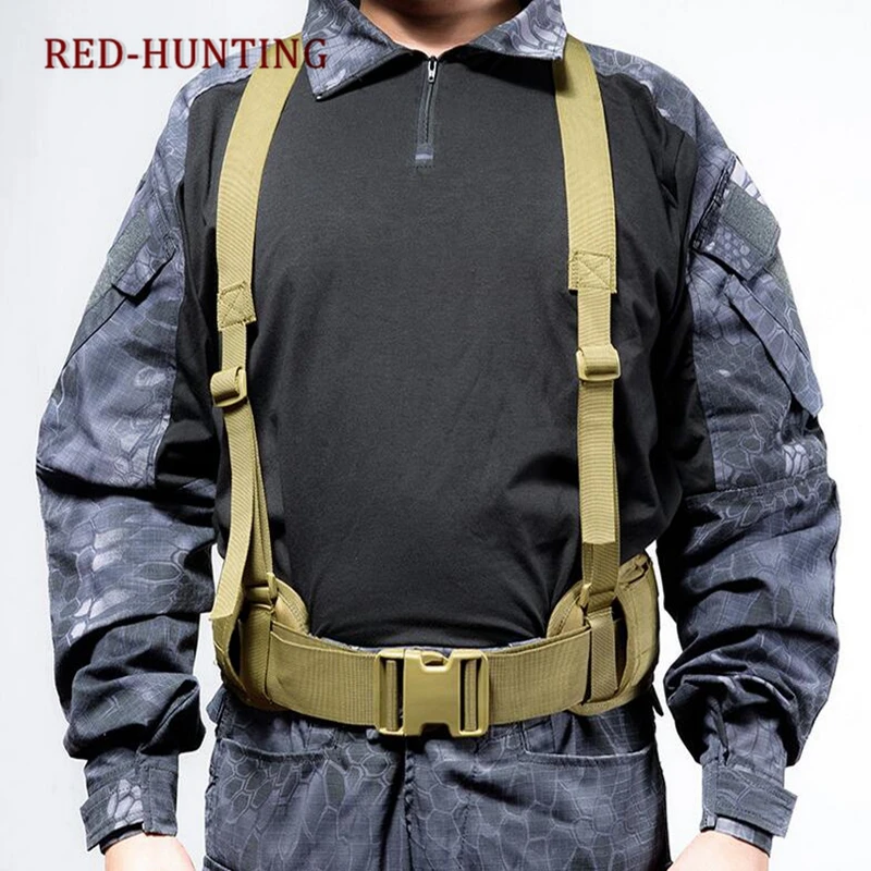 New Tactical Molle Belt Men's Combat Girdle H-shaped Army Special Military Waist Belt Convenient Adjustable Soft Padded