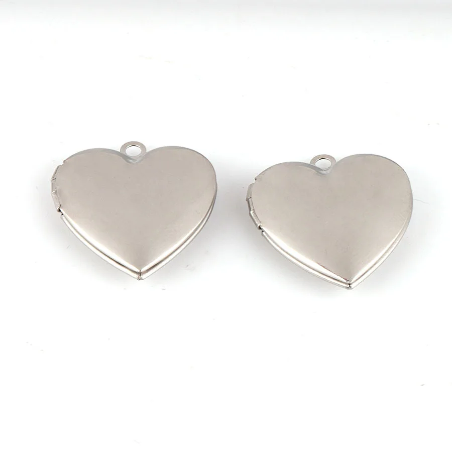 Fnixtar Love Heart Photo Frame Charm  Stainless Steel Memory Locket Pendant For Women DIY Memory Necklace 22mm 20piece/lot