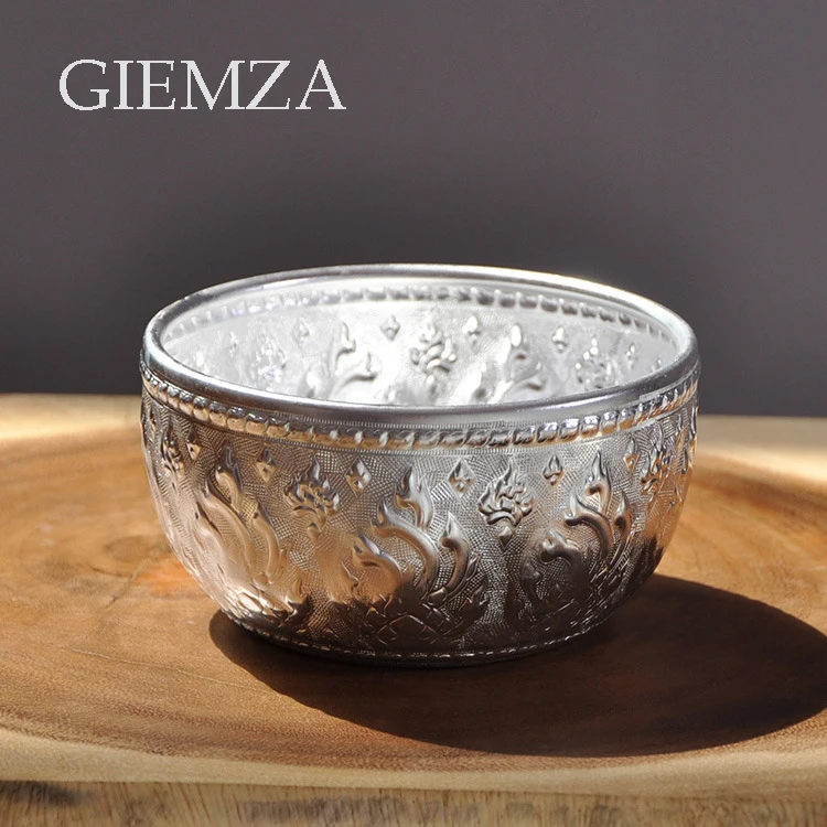 GIEMZA Metal Bowls Spa Serving Foe Mixing Bowing 1pc Large Bowl Salad Kitchen Candy Vintage Thailand Decorative No Lid