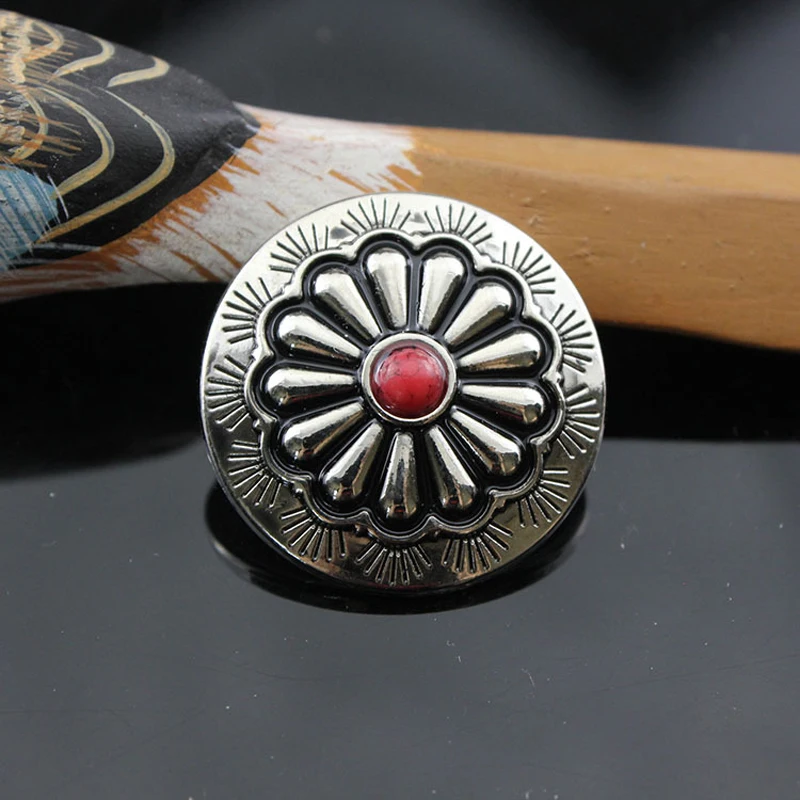 30mm DIY 가죽 공예 지갑 벨트 가방 장식 나사 버튼 꽃 가짜 돌 디자인 5 개/개
