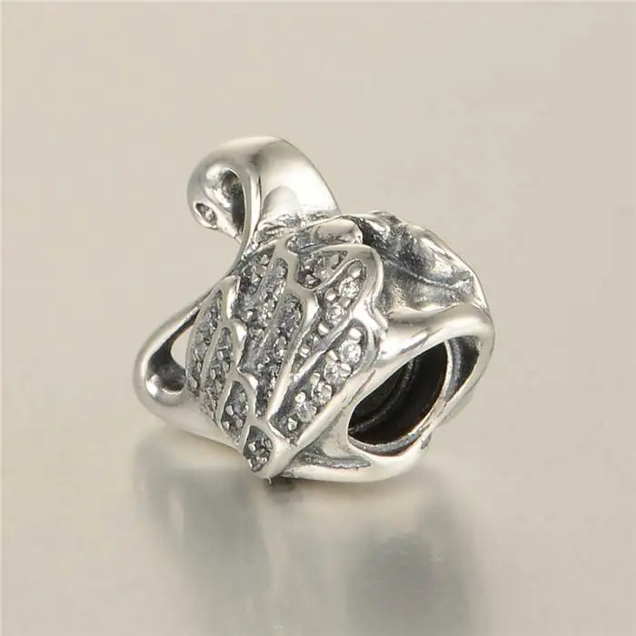 New Majestic Swan Charms With CZ Micro Pave Animal Charm 925 Sterling Silver beads Fit Original Pandora Charms Bracelets