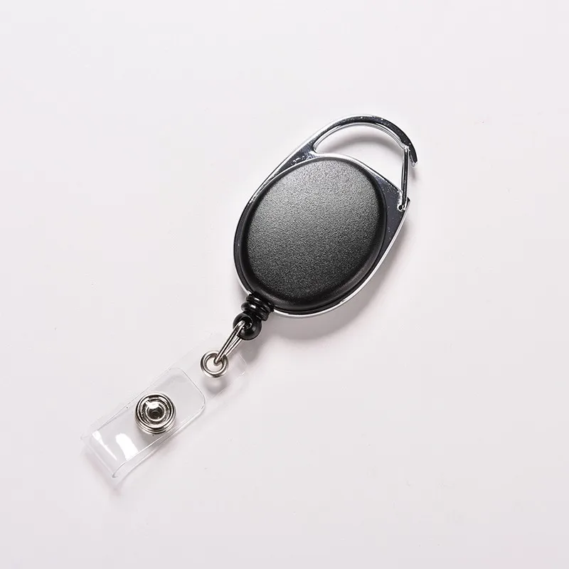 

1PCS High Quality Black Pull Key Ring ID Card Badge Tag Belt Clip Chain Holder Metal Housing Plastic Covers