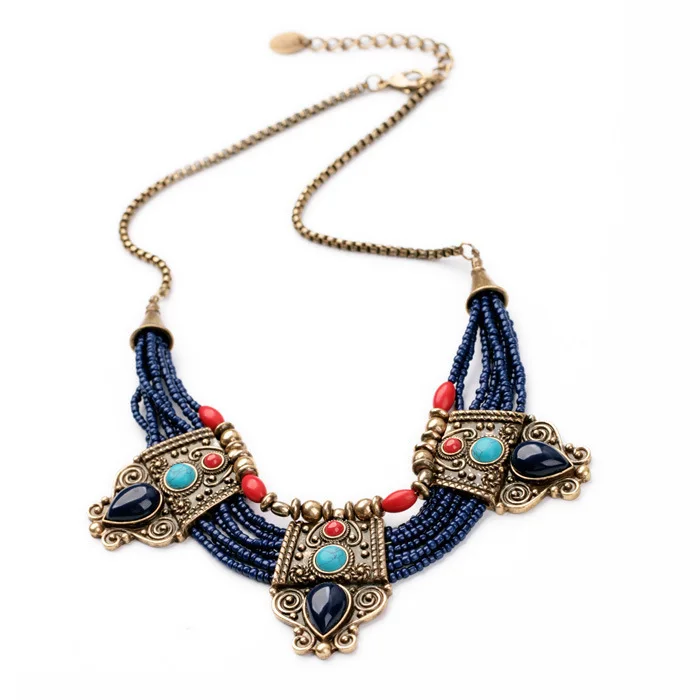 New Arrival Acrylic Zinc Alloy 2018 Hot sale small resin beads vintage ancient egyptian necklace NK231