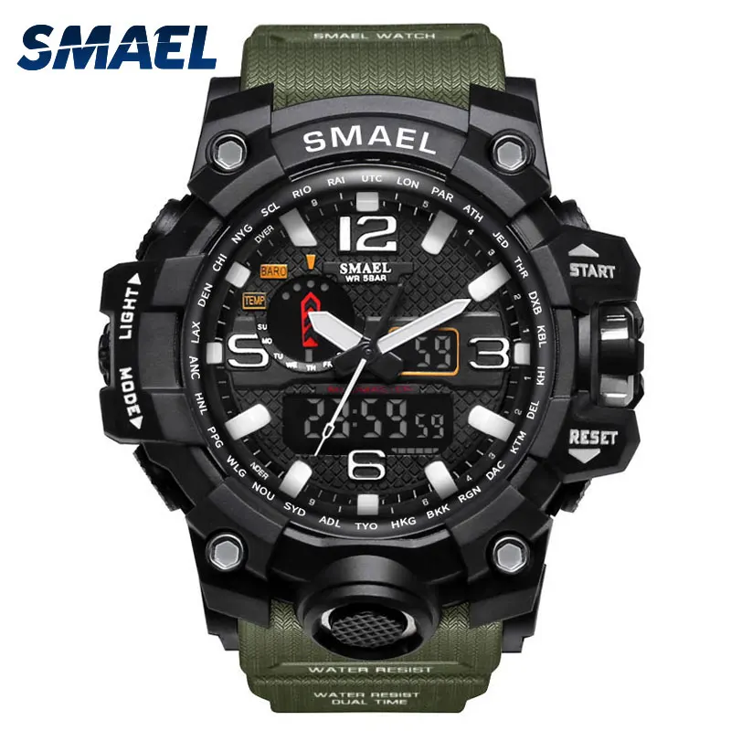 2018 SMAEL Sport Watches for Men Waterproof Digital Watch LED Men\'s Wristwatch Clock Man 1545 montre homme Big Military Outdoor